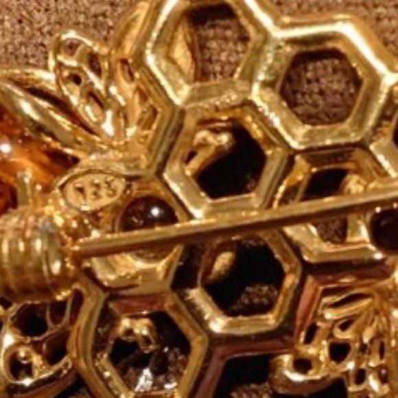 Amber Bumblebee and Honeycomb Pin in 18kt Gold Over Sterling by Ross and Simons - Picture 5 of 16